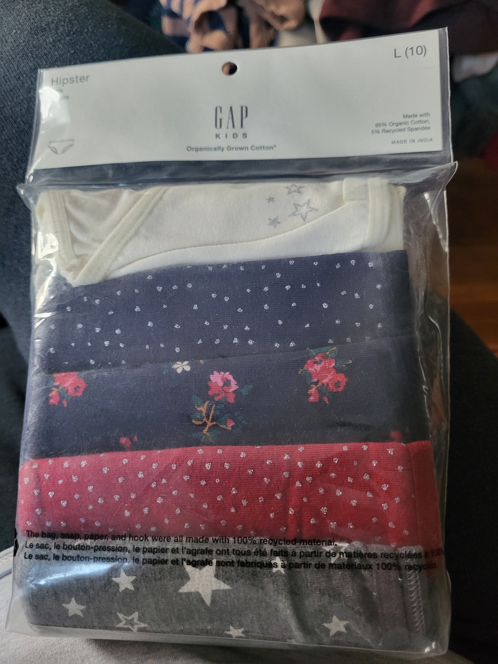 GAP Kids Multi-Color Girls Hipster Briefs Pack - Cream, Navy, Pink, Gray
